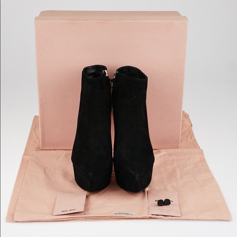 Miu Miu Black Suede Booties